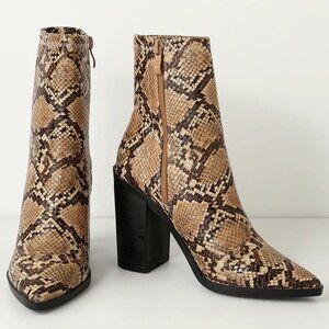 Essex Tan Snake Mid-Calf Booties